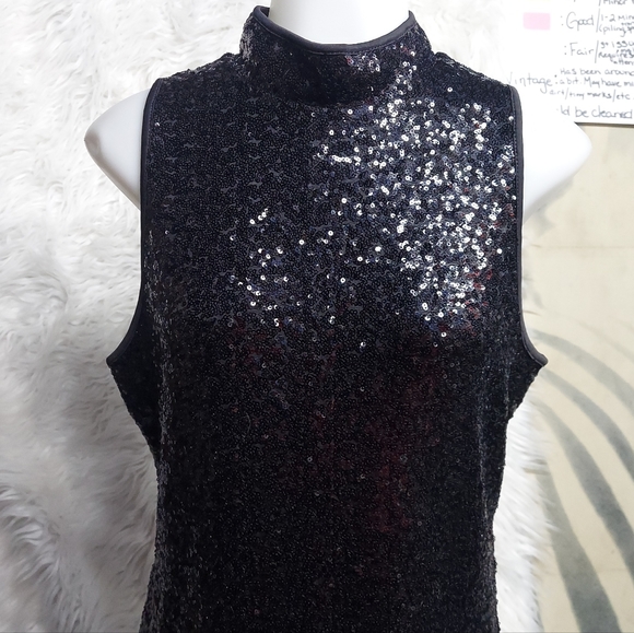18☆Kensie Black Shimmer Sleeveless Sequin Cocktail Party Date Dress - Picture 10 of 13